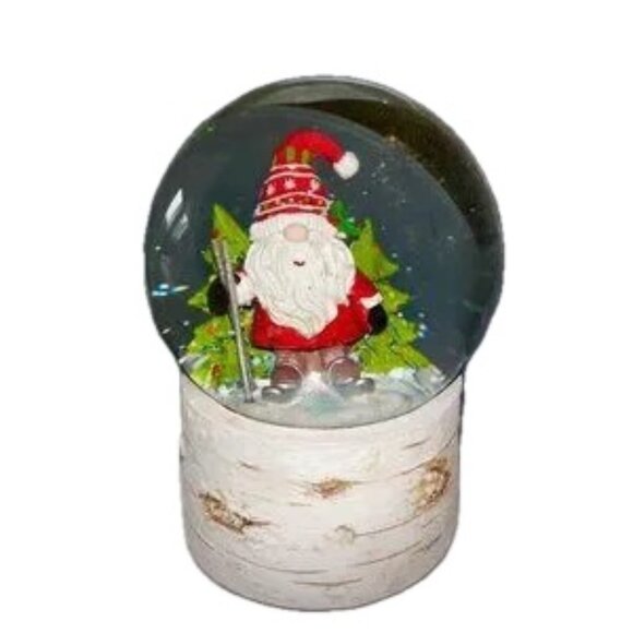Musical Christmas Snow Globe Gnome in Santa Hat with Skis NEW - Picture 5 of 5